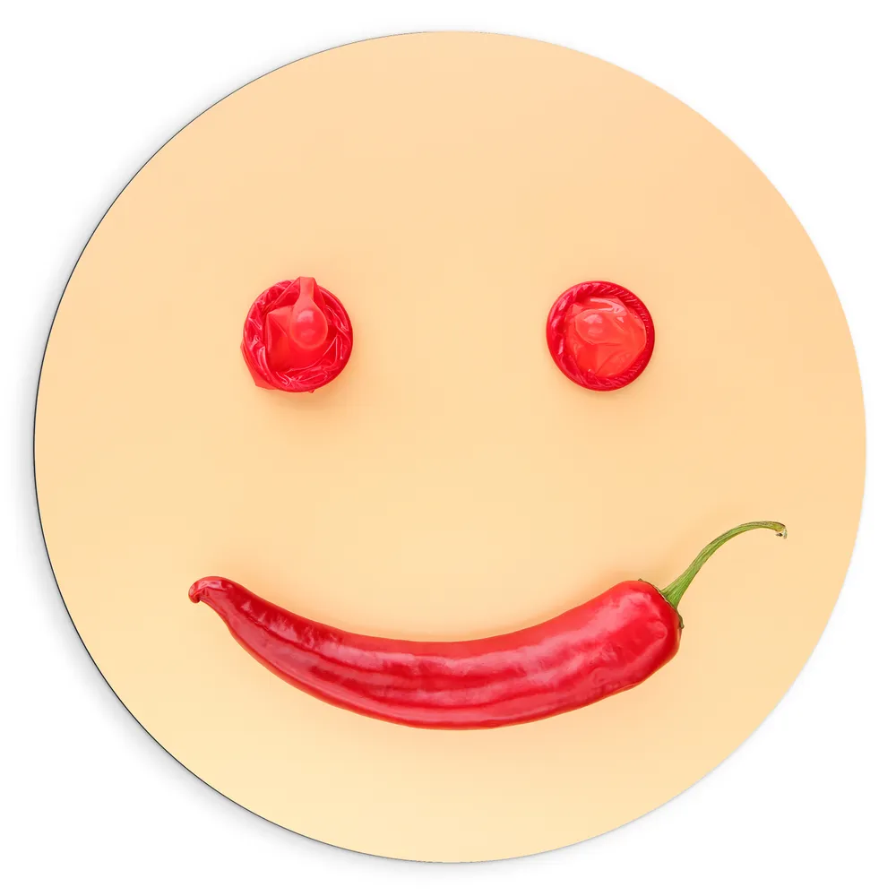 Dibond Muurcirkel - Smiley van Peper en Voorbehoedsmiddel