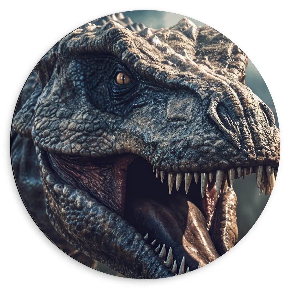 Dibond Muurcirkel - Dinosaurus - Reptiel - Tanden