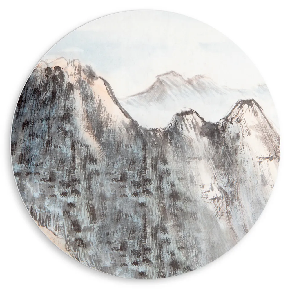Dibond Muurcirkel - Schilderij van Hoge Bergen