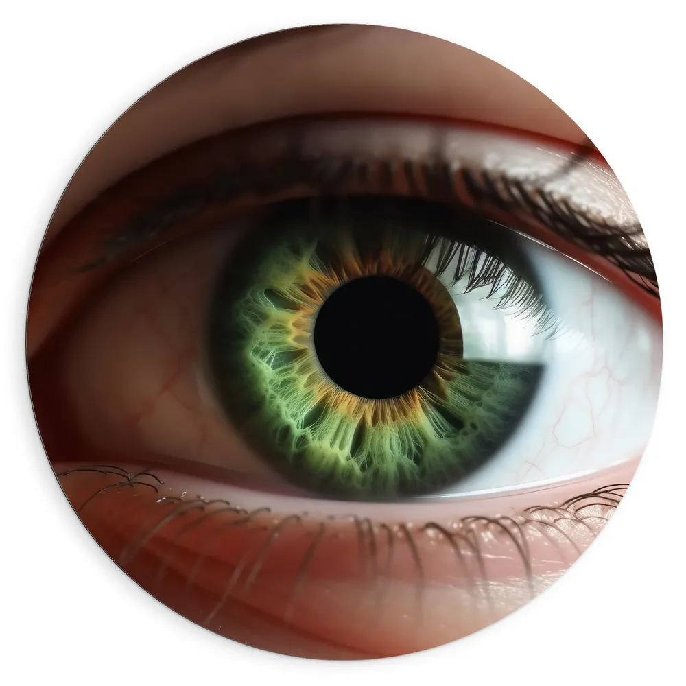 Dibond Muurcirkel - Oog - Groen - Wimpers