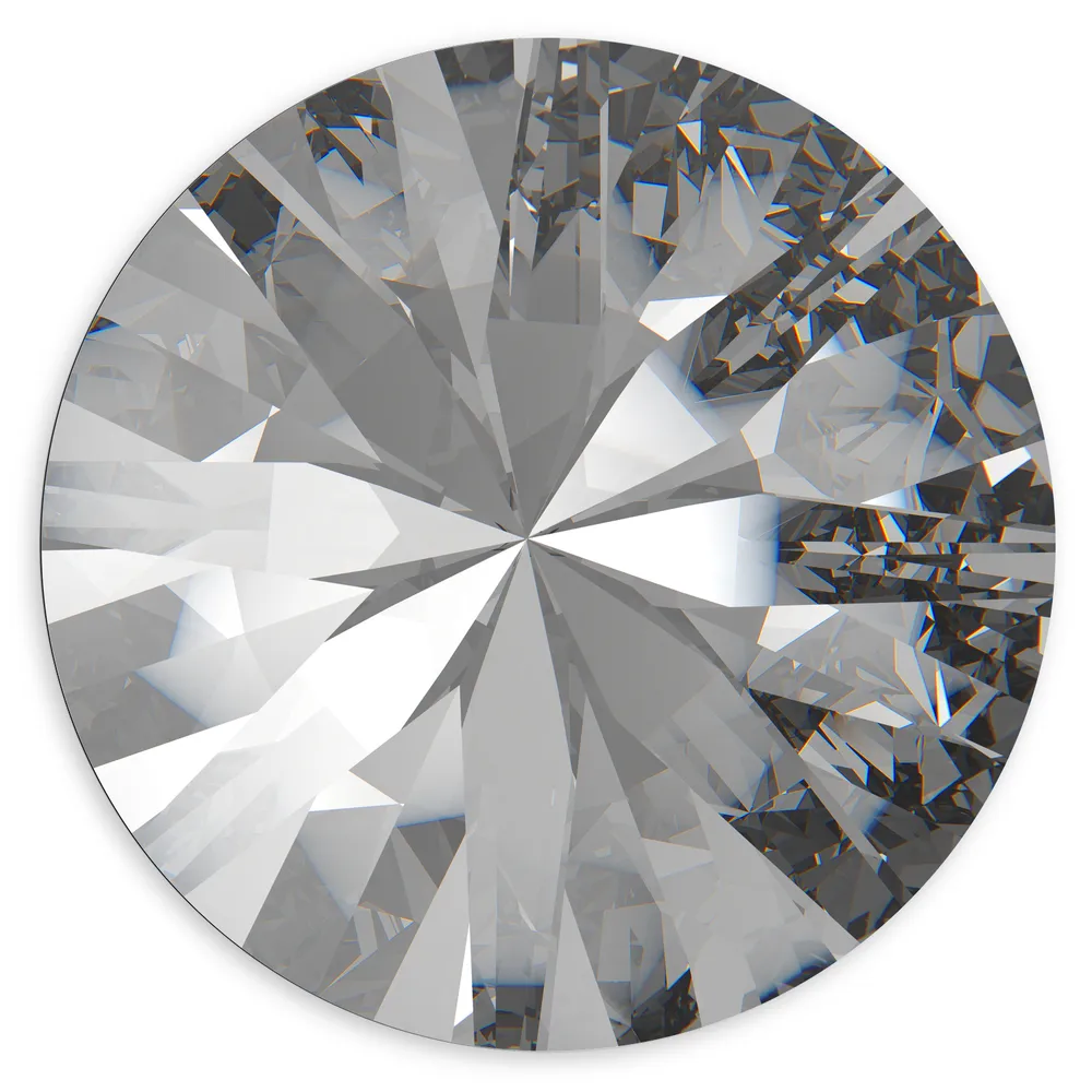Dibond Muurcirkel - Close-up van Glimmende Diamant