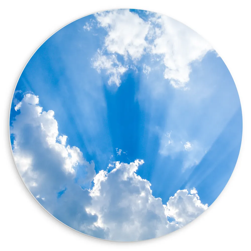 Dibond Muurcirkel - Zonnestralen Vanuti Zomerse Wolken