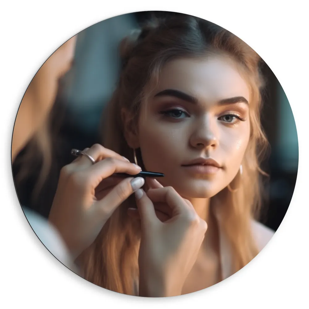Dibond Muurcirkel - Vrouwen - Makeup - Sierraden