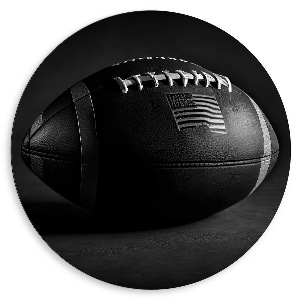 Dibond Muurcirkel - Rugby Ball in (Zwart- wit)