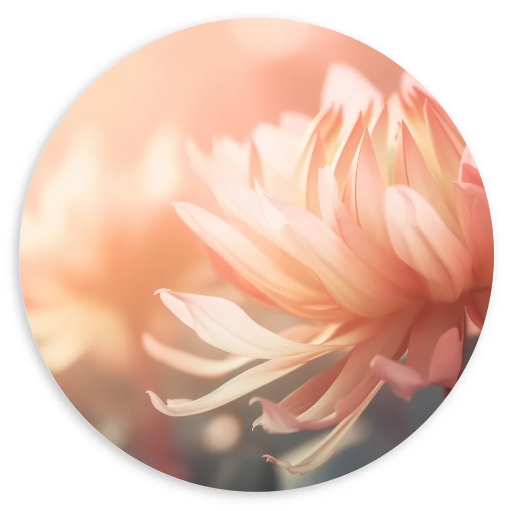 Dibond Muurcirkel - Vol Bloeiende Licht Roze Chrysant Bloemen