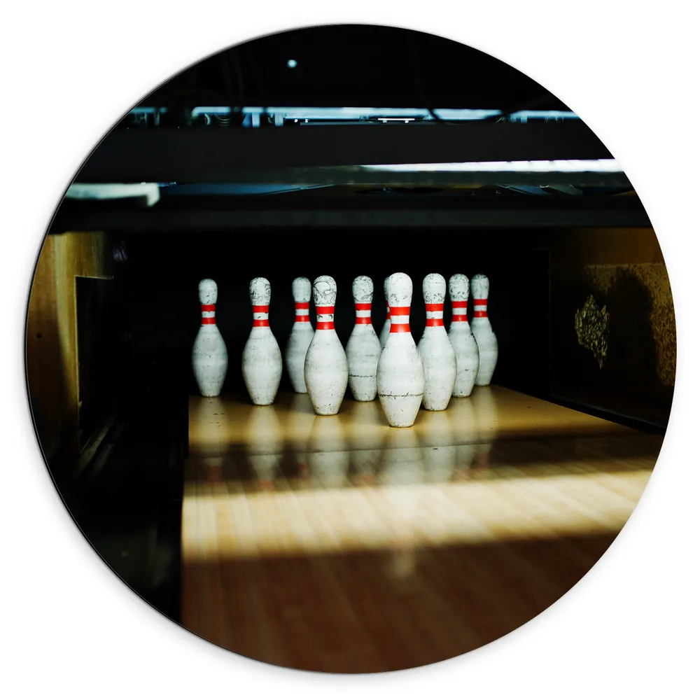 Dibond Muurcirkel - Bowlen - Pionnen - Baan - Sport - Hobby