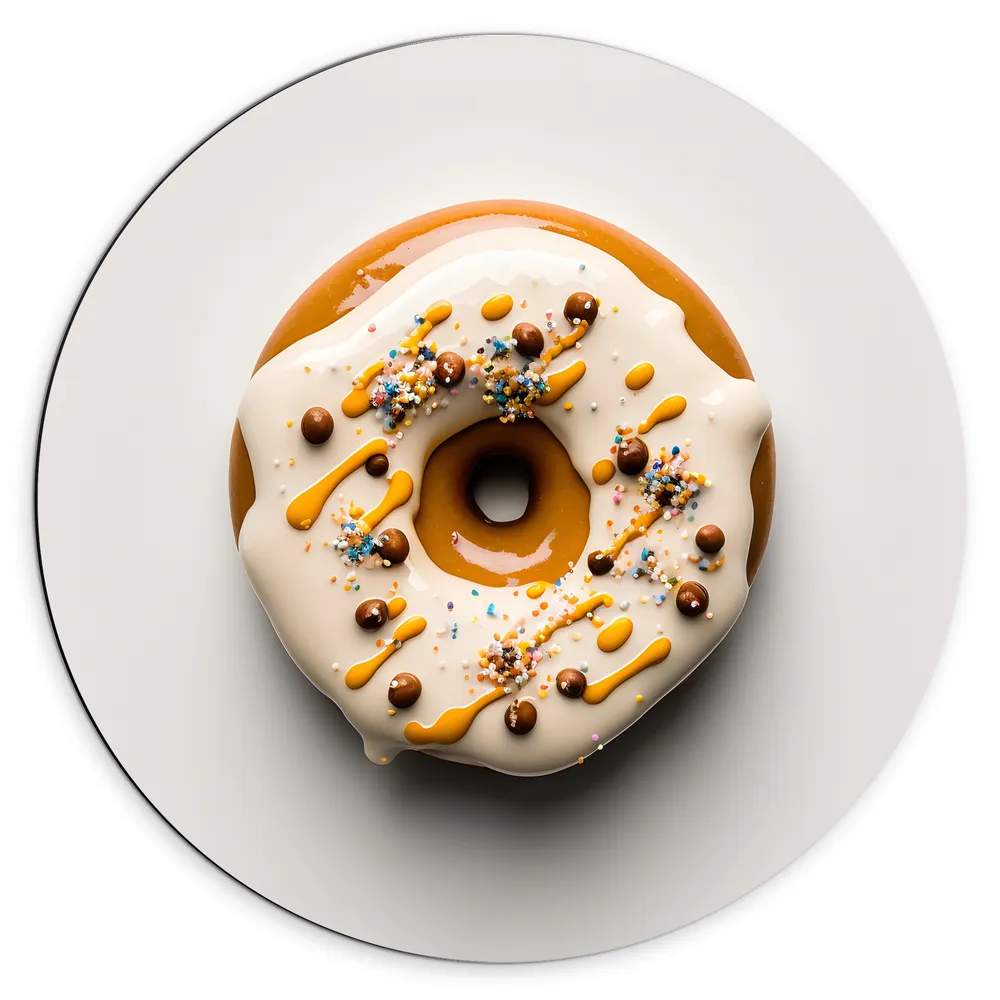 Dibond Muurcirkel - Geglazuurde Donut tegen Lichtgekleurde Achtergrond