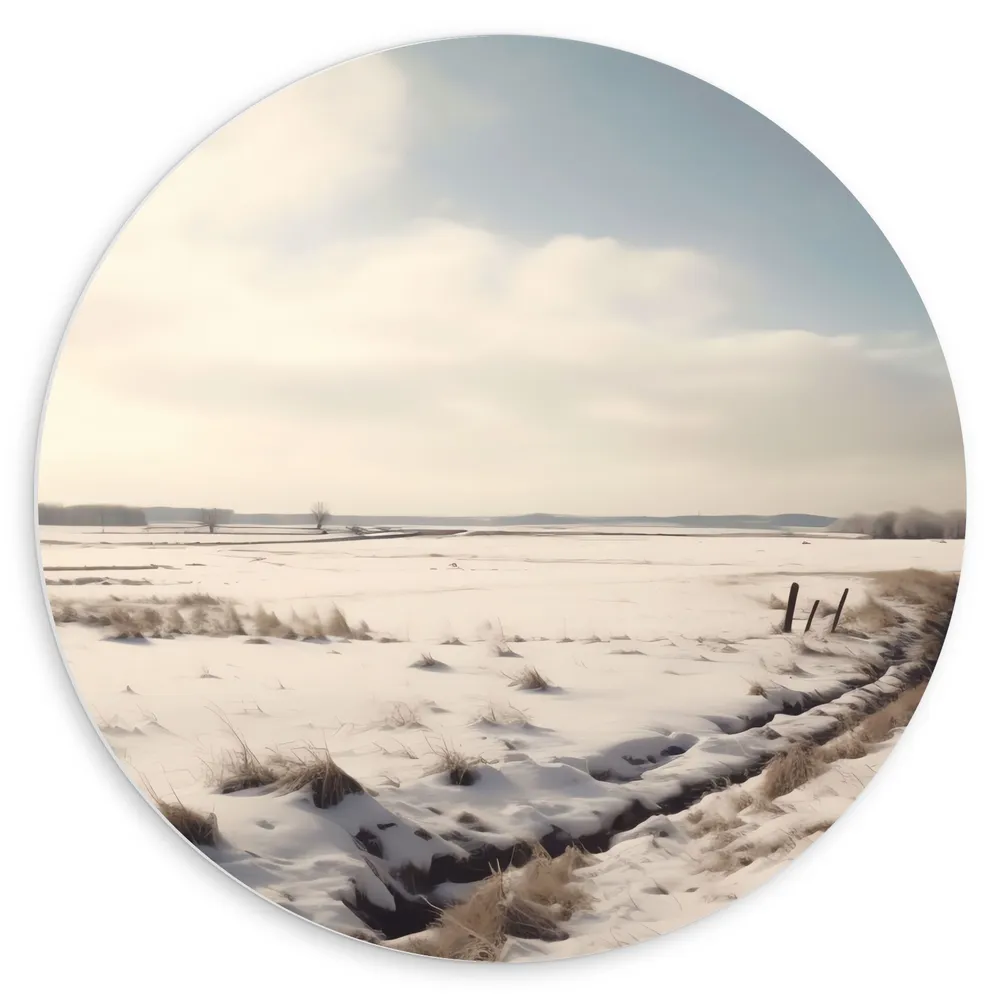 Dibond Muurcirkel - Landschap - Sneeuw - Bomen