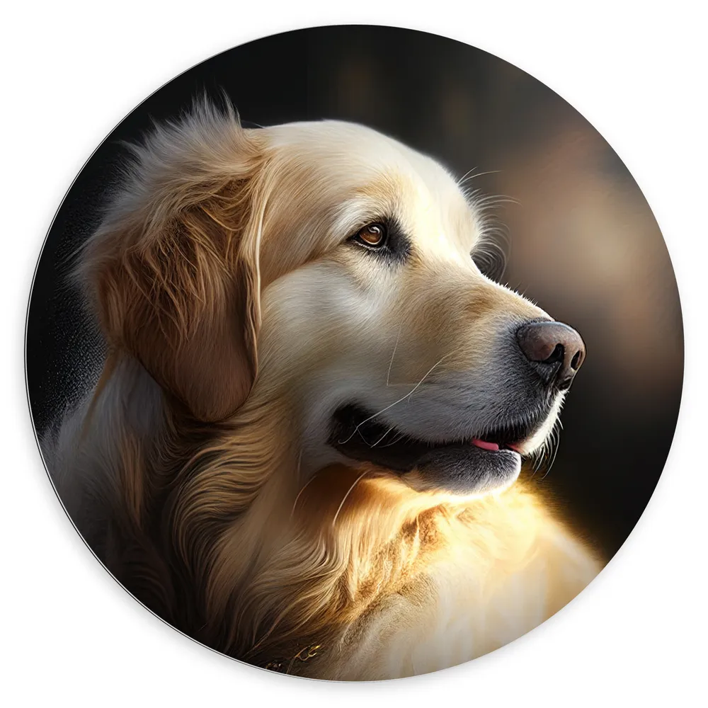 Dibond Muurcirkel - Opzijkijkende Golden Retriever Hond