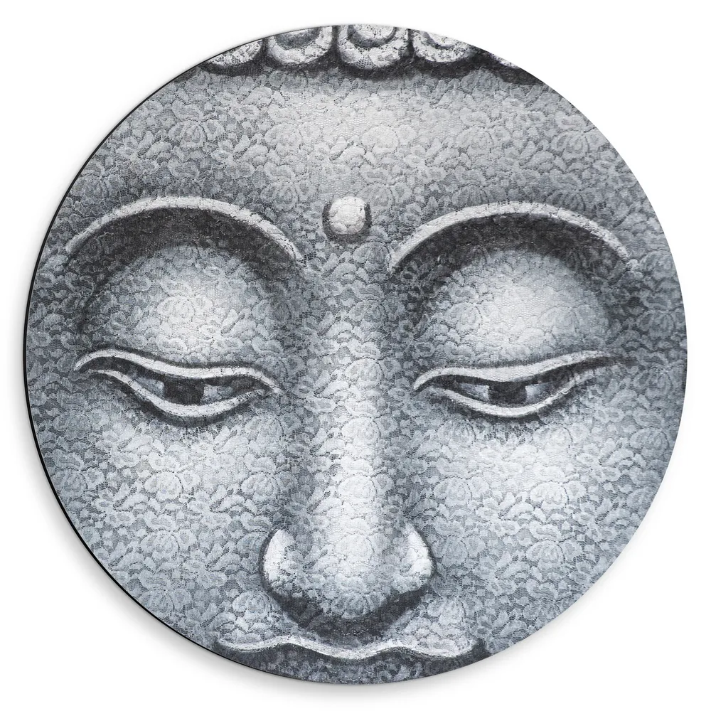 Dibond Muurcirkel - Close-up van Schilderij van Kop van Buddha