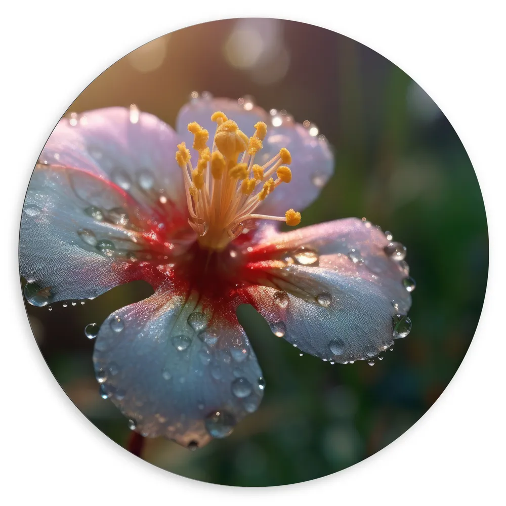 Dibond Muurcirkel - Bloem - Natuur - Water - Druppels