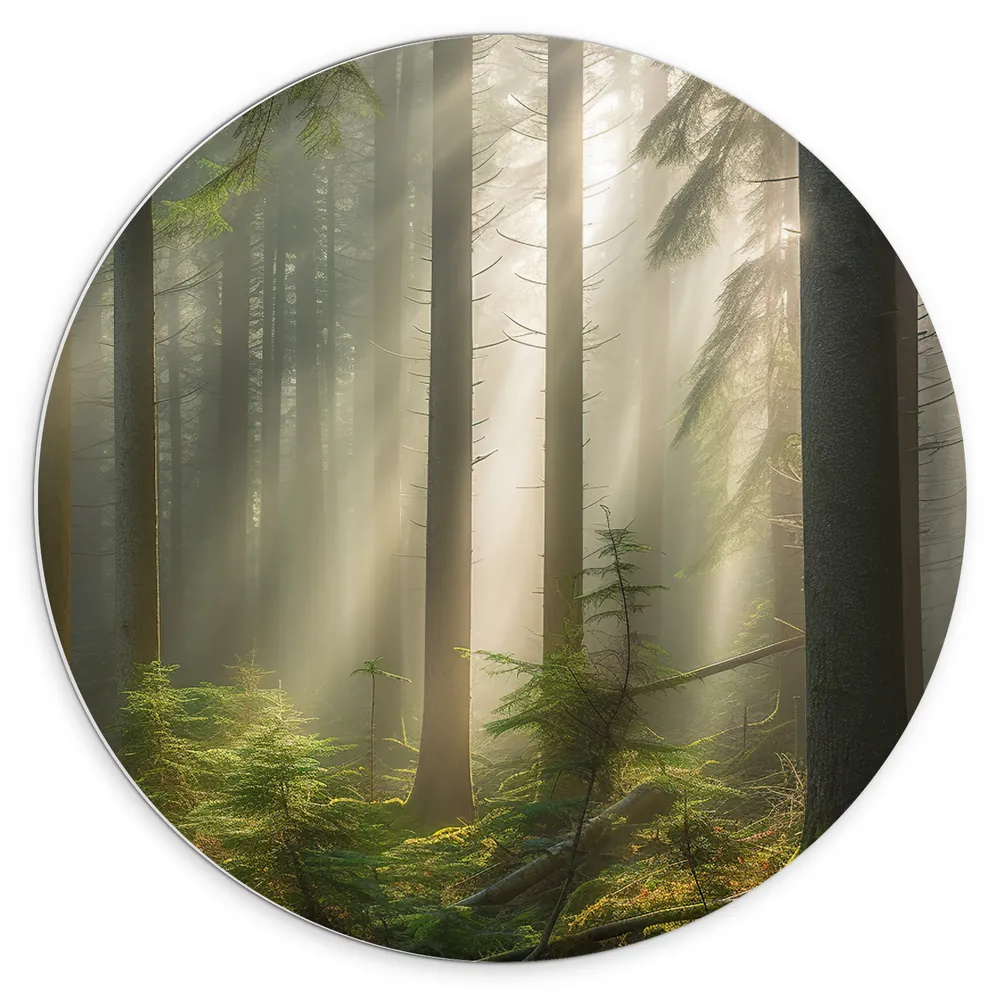 Dibond Muurcirkel - Bos - Bomen - Planten