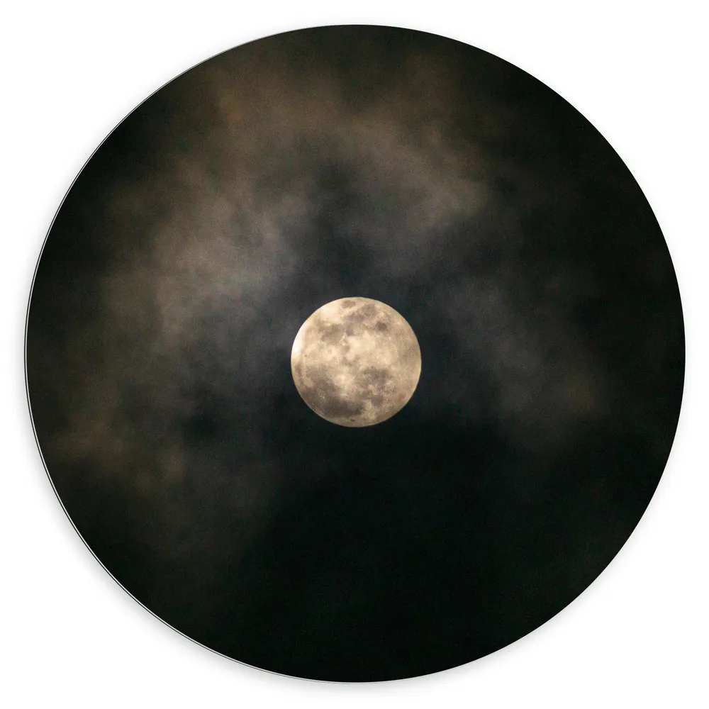 Dibond Muurcirkel - Maan - Ruimte - Lucht - Wolken