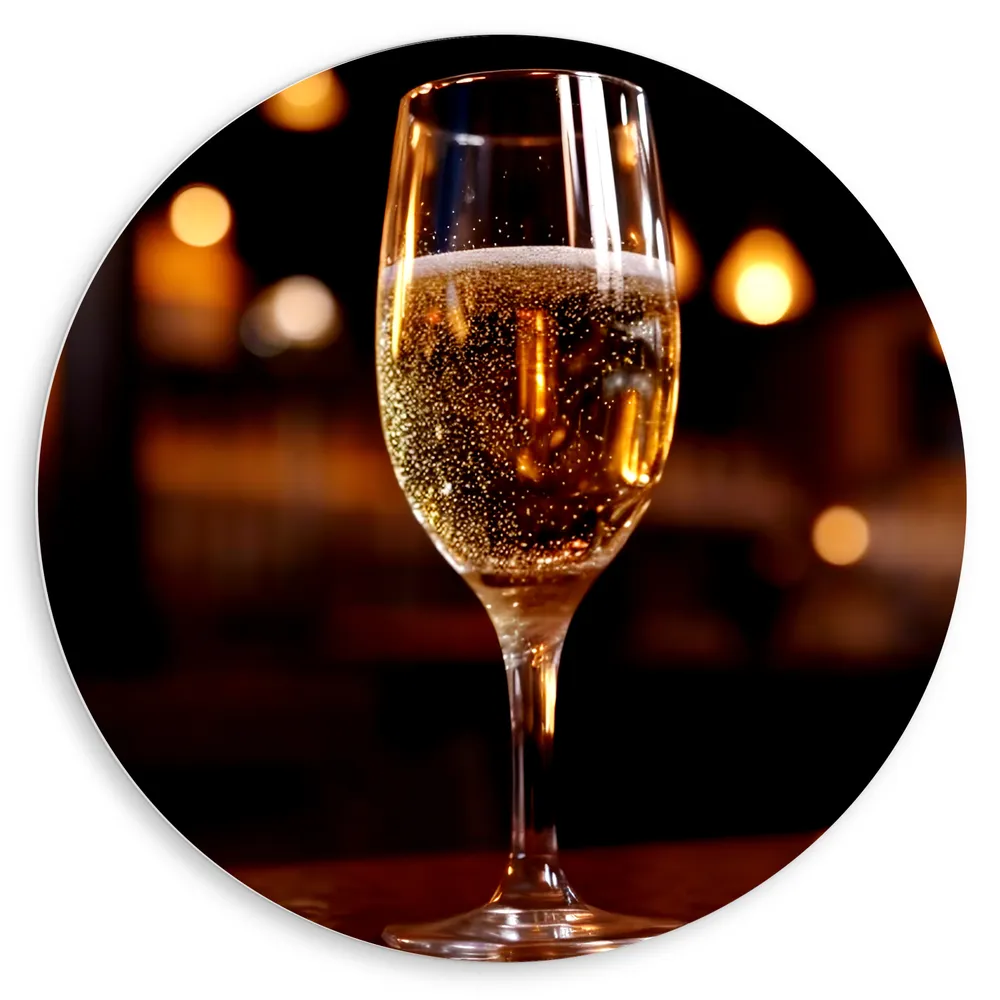 Dibond Muurcirkel - Champagne - Alcohol - Bubbels - Drinken