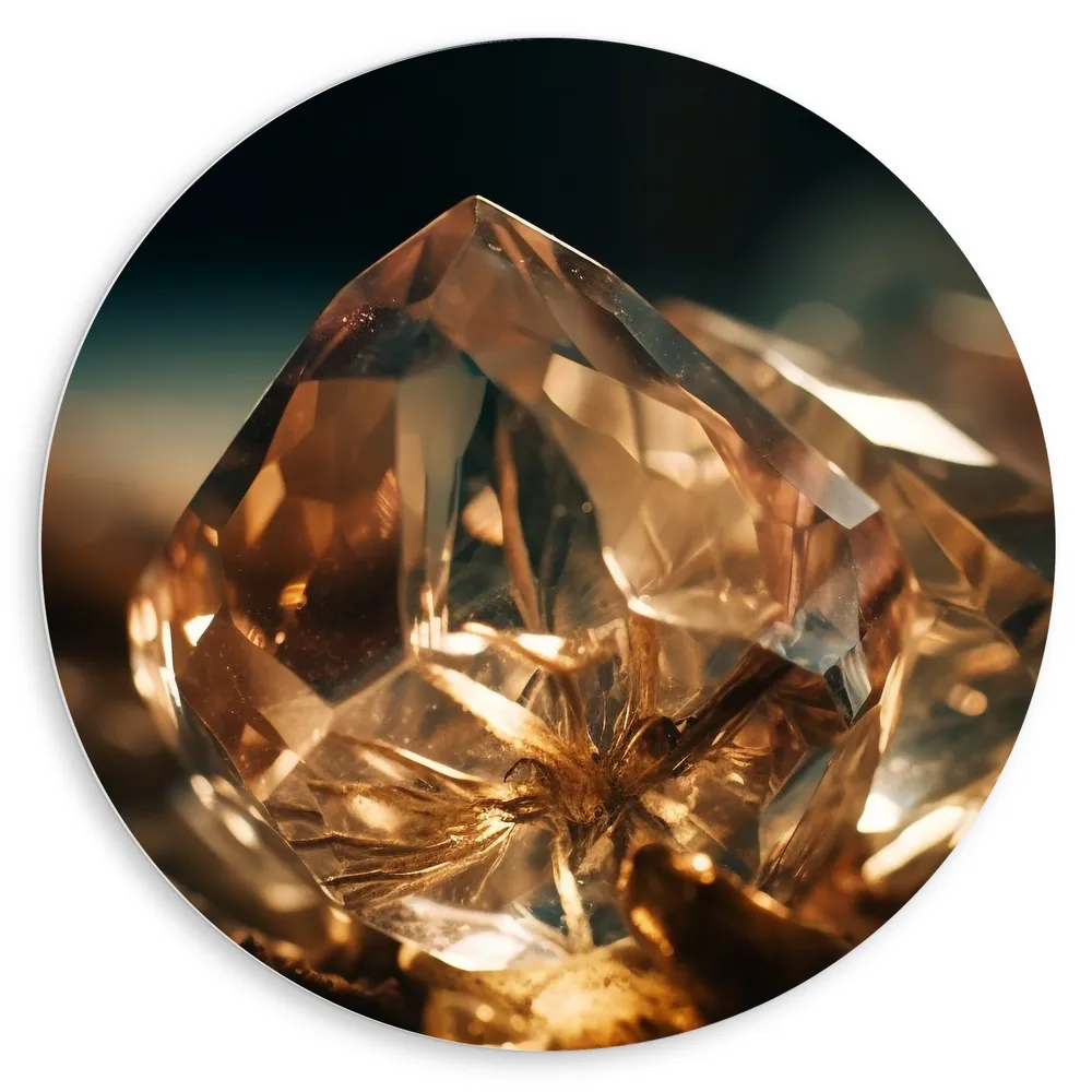 Dibond Muurcirkel - Kristal - Goud