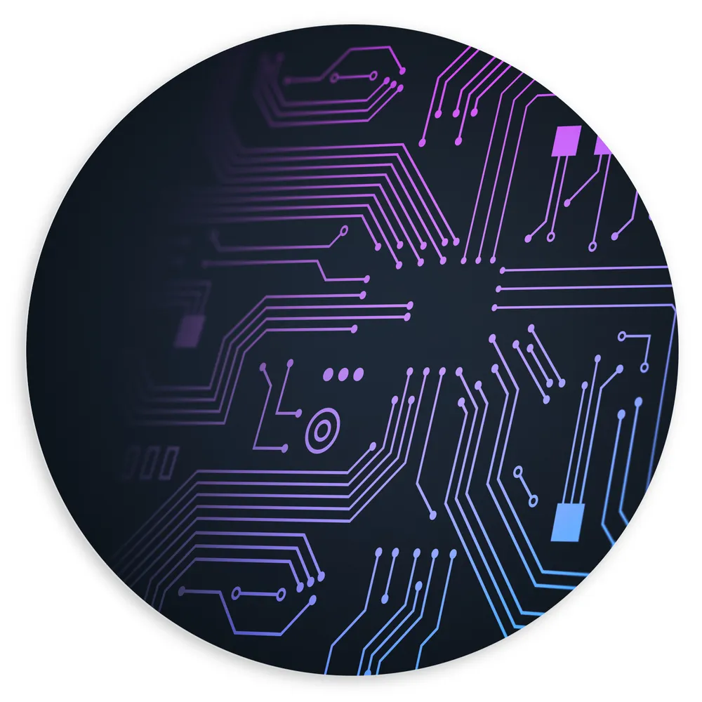 Dibond Muurcirkel - Futuristische Printplaat
