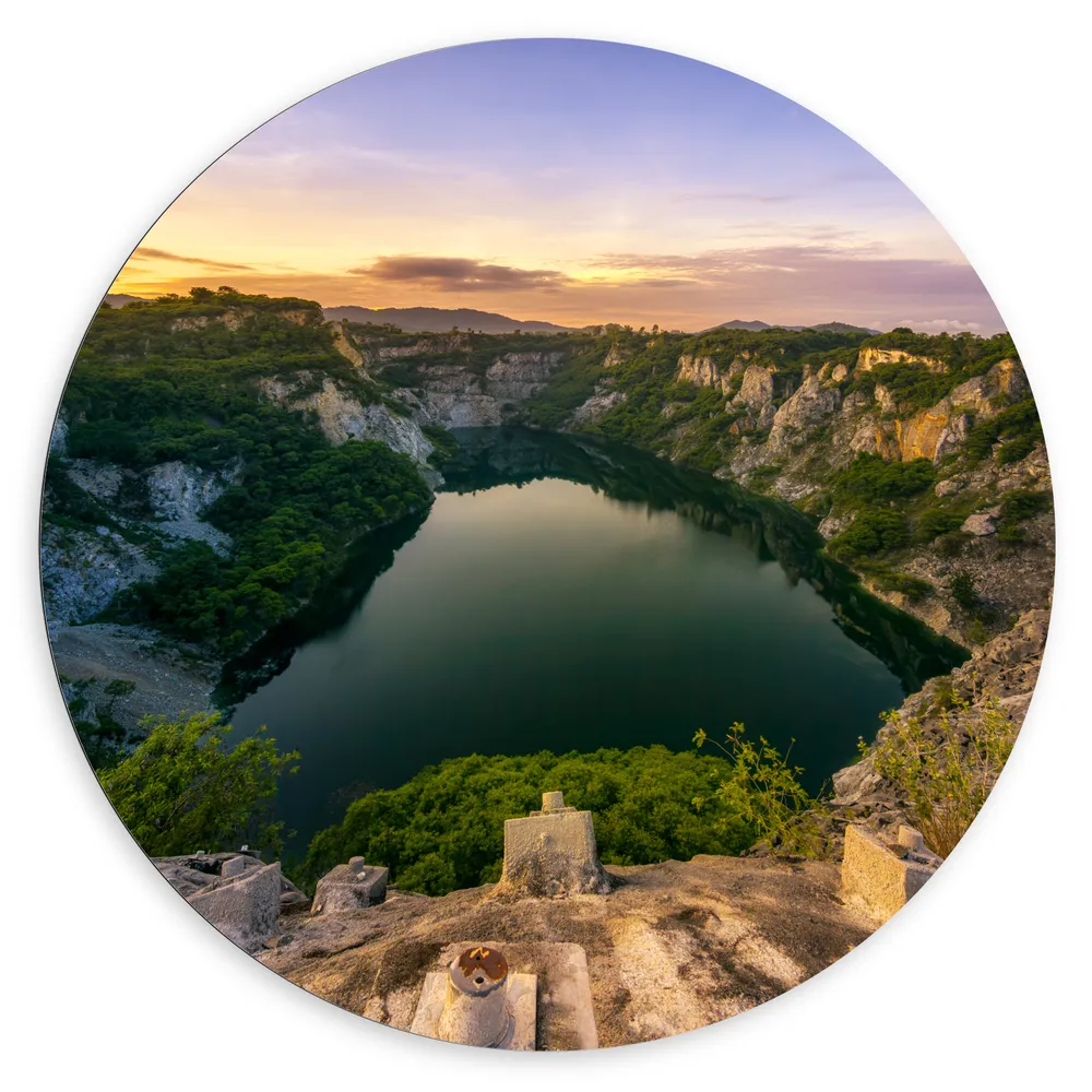 Dibond Muurcirkel - Zonsopkomst in Landschap van Chonburi, Thailand