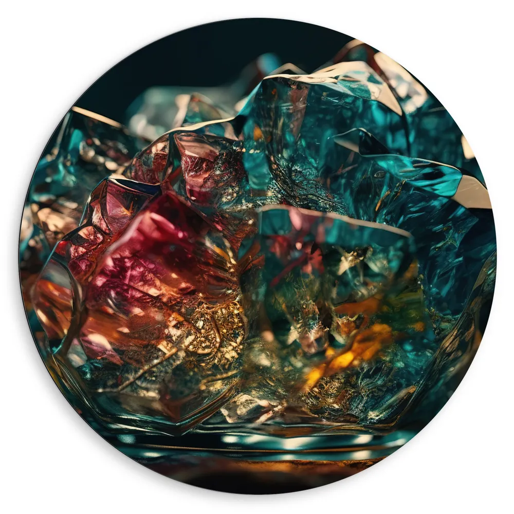 Dibond Muurcirkel - Kristal - Glas - Kleuren