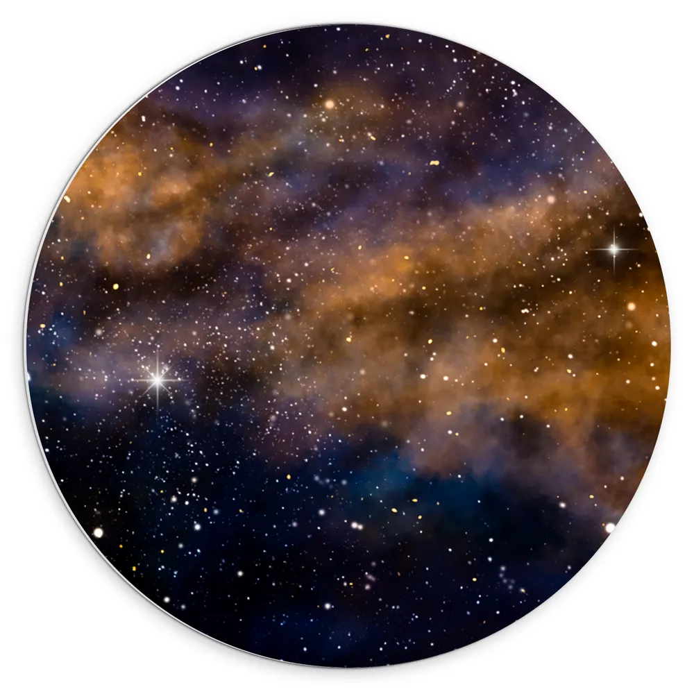 Dibond Muurcirkel - Ruimte - Wolken - Sterren - Kleuren