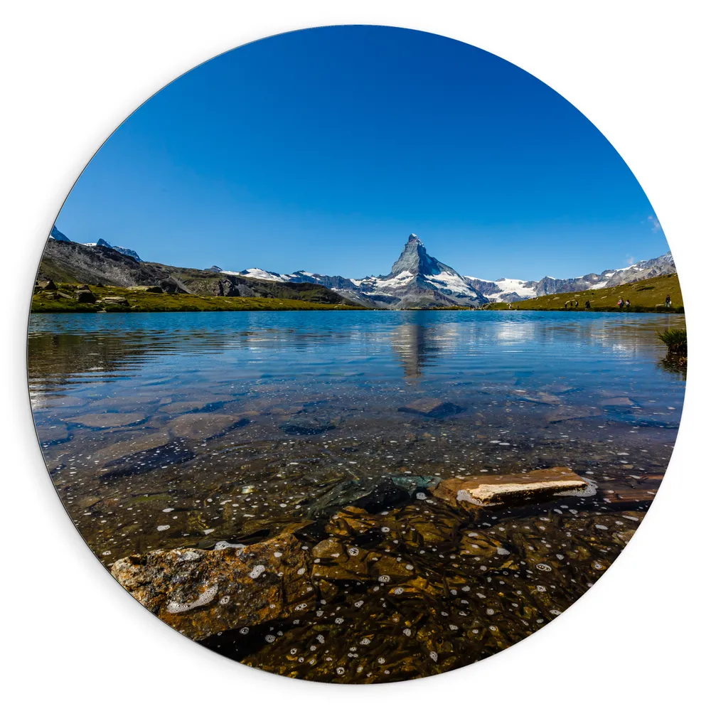 Dibond Muurcirkel - Prachtig Landschap in Zwitserland