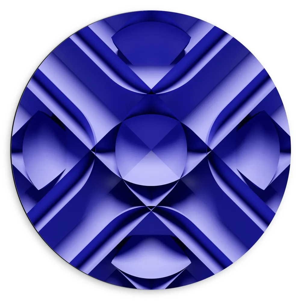 Dibond Muurcirkel - Paarse 3D Vormen