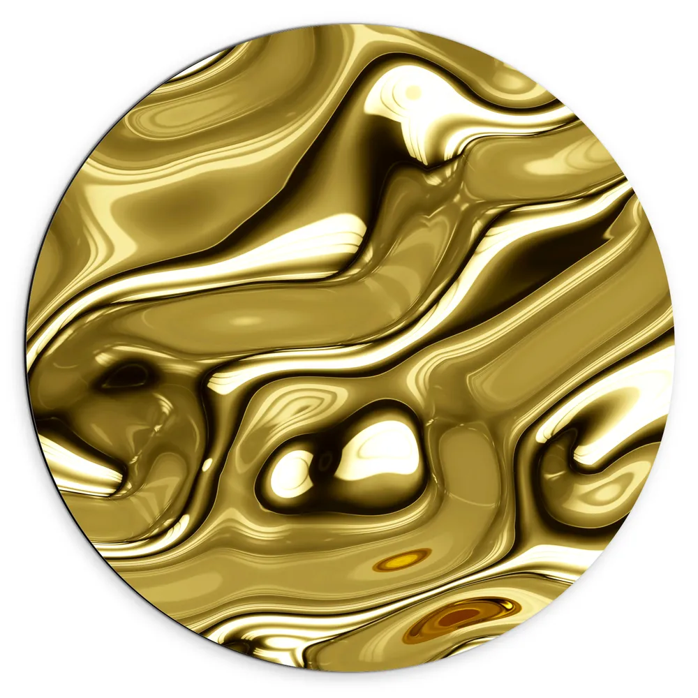 Dibond Muurcirkel - Vloeibaar Metaal in het Goud