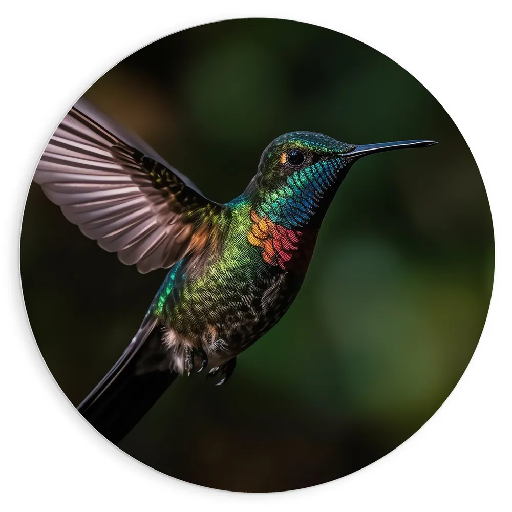 Dibond Muurcirkel - Vogel - Kleuren - Dier - Vliegen - Natuur
