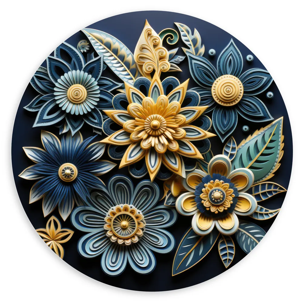 Dibond Muurcirkel - Mandala - Bloemen