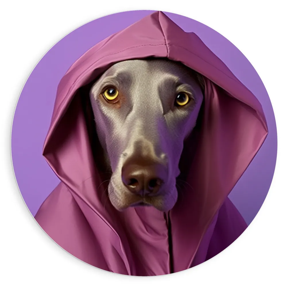 Dibond Muurcirkel - Portret van Bruine Duitse Dog Hond in Roze Regenjas