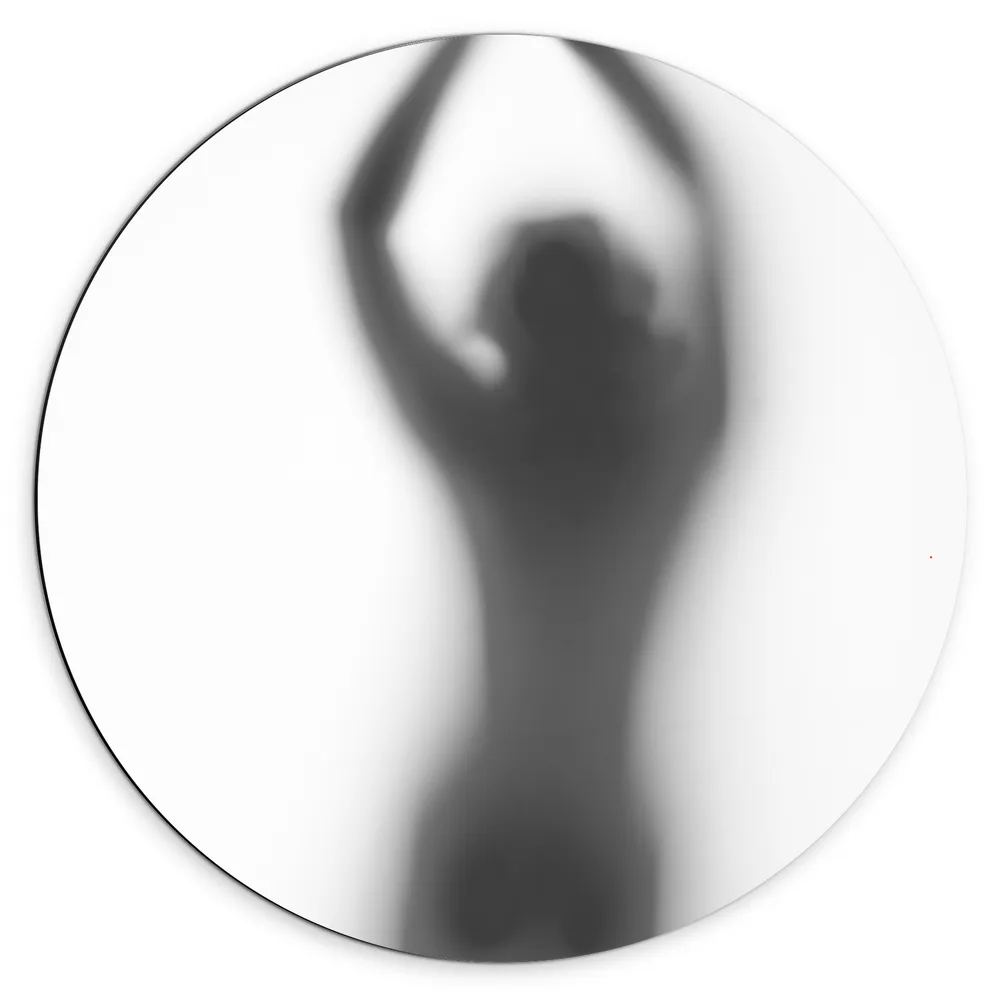 Dibond Muurcirkel - Silhouet van Vrouwenlichaam achter Wazige Wand
