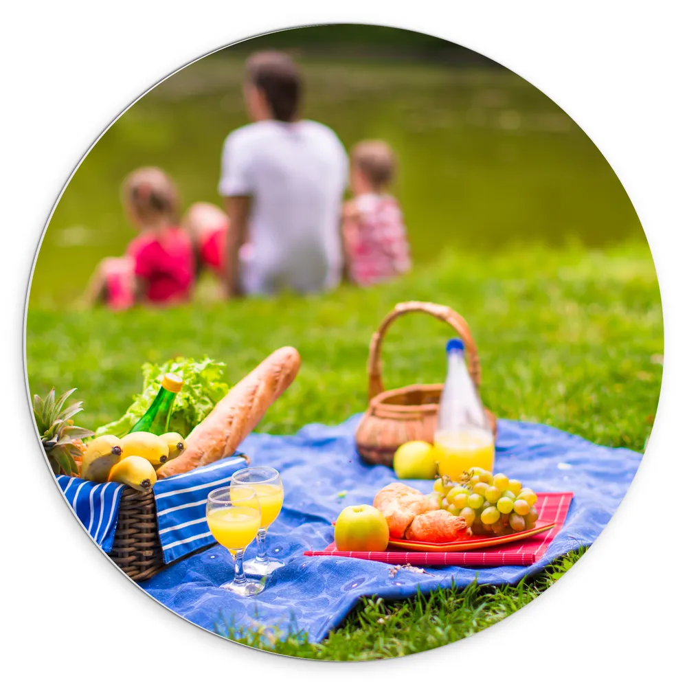 Dibond Muurcirkel - Picknick - Park - Eten - Drinken