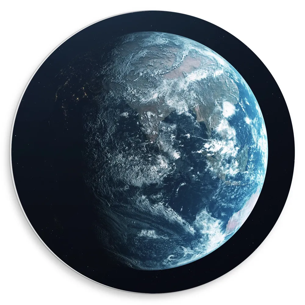 Dibond Muurcirkel - Planeet - Aarde - Sterren