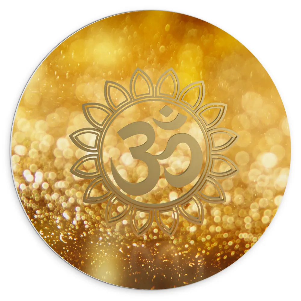 Dibond Muurcirkel - Hindoe Symbool Versierd door Gouden Details