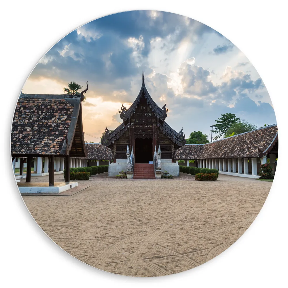 Dibond Muurcirkel - Wat Intharawat Tempel in Thailand