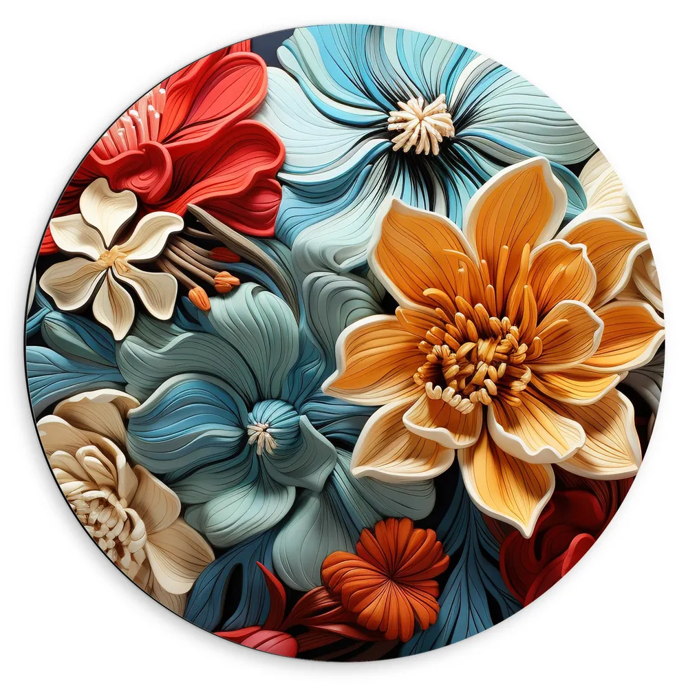 Dibond Muurcirkel - Bloemen - Kleuren - Vormen