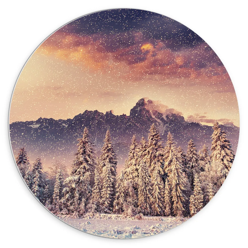 Dibond Muurcirkel - Magisch Winter Landschap