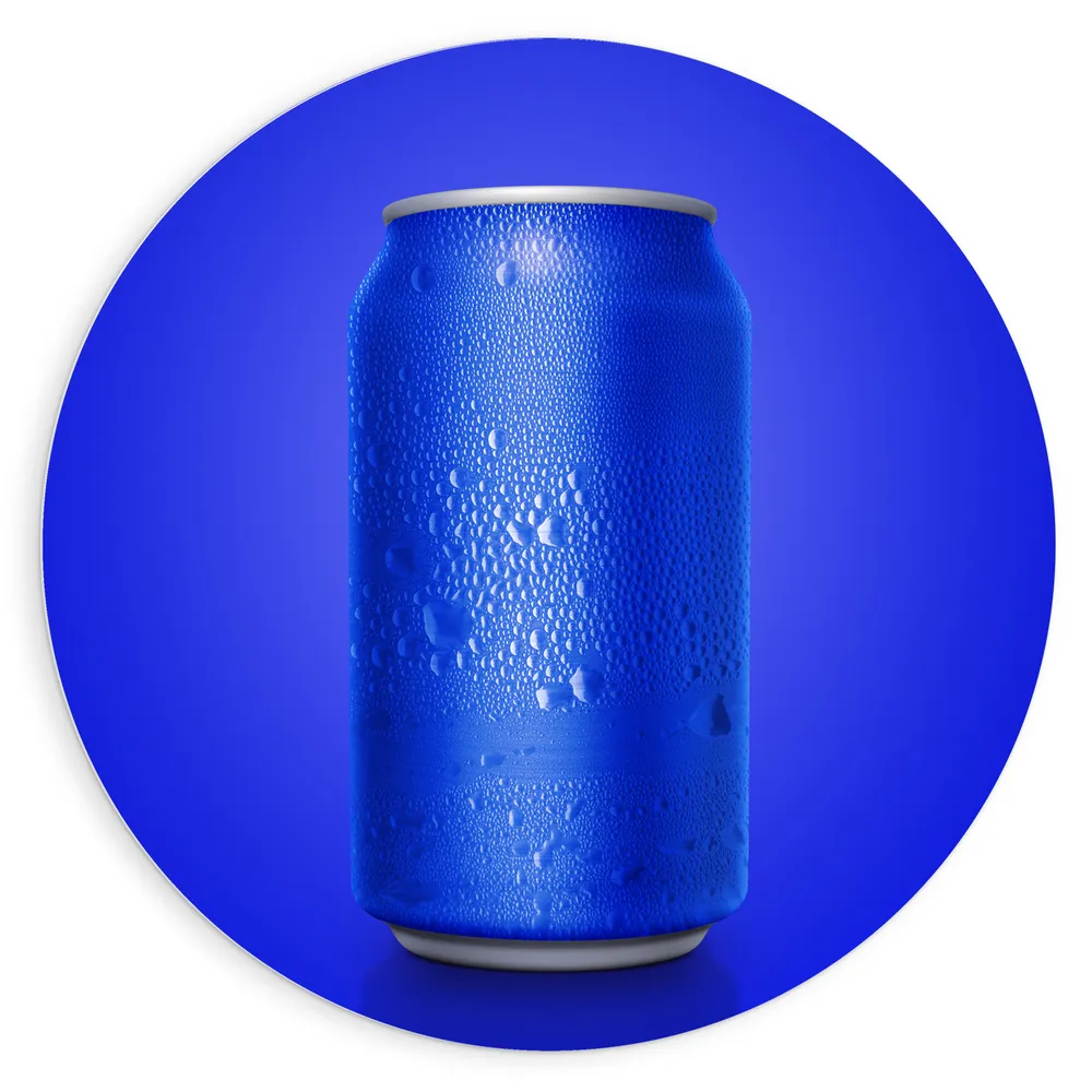 Dibond Muurcirkel - Blauw Blikje tegen Blauwe Achtergrond
