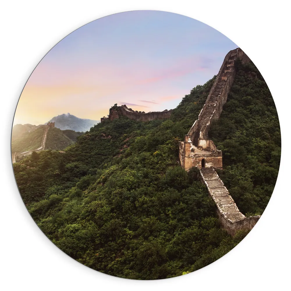 Dibond Muurcirkel - Uitzicht op Deel van Chinese Muur