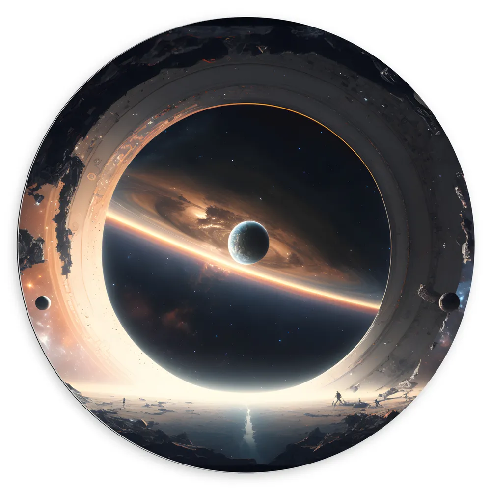 Dibond Muurcirkel - Planeet - Ruimte - Maan - Aarde