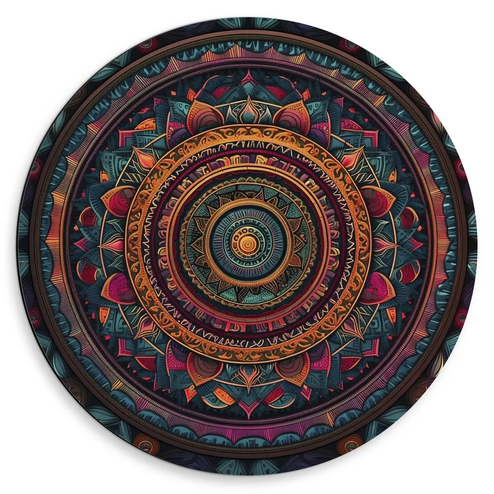 Dibond Muurcirkel - Mandala - Kleuren - Rond