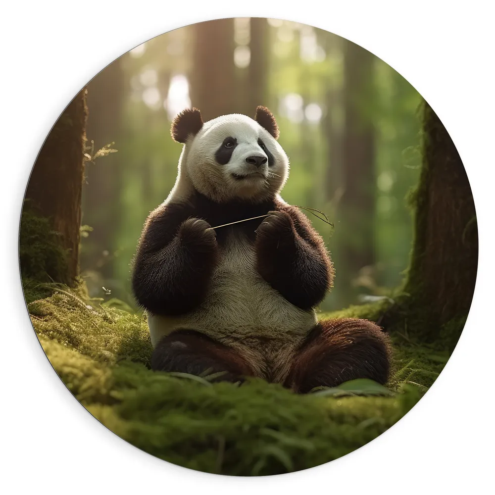 Dibond Muurcirkel - Panda - Dier - Bos