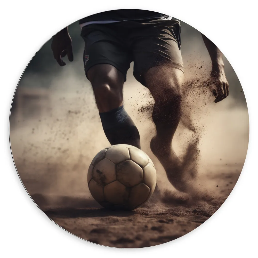 Dibond Muurcirkel - Bal - Voetballen - Tenue - Zand - Sport
