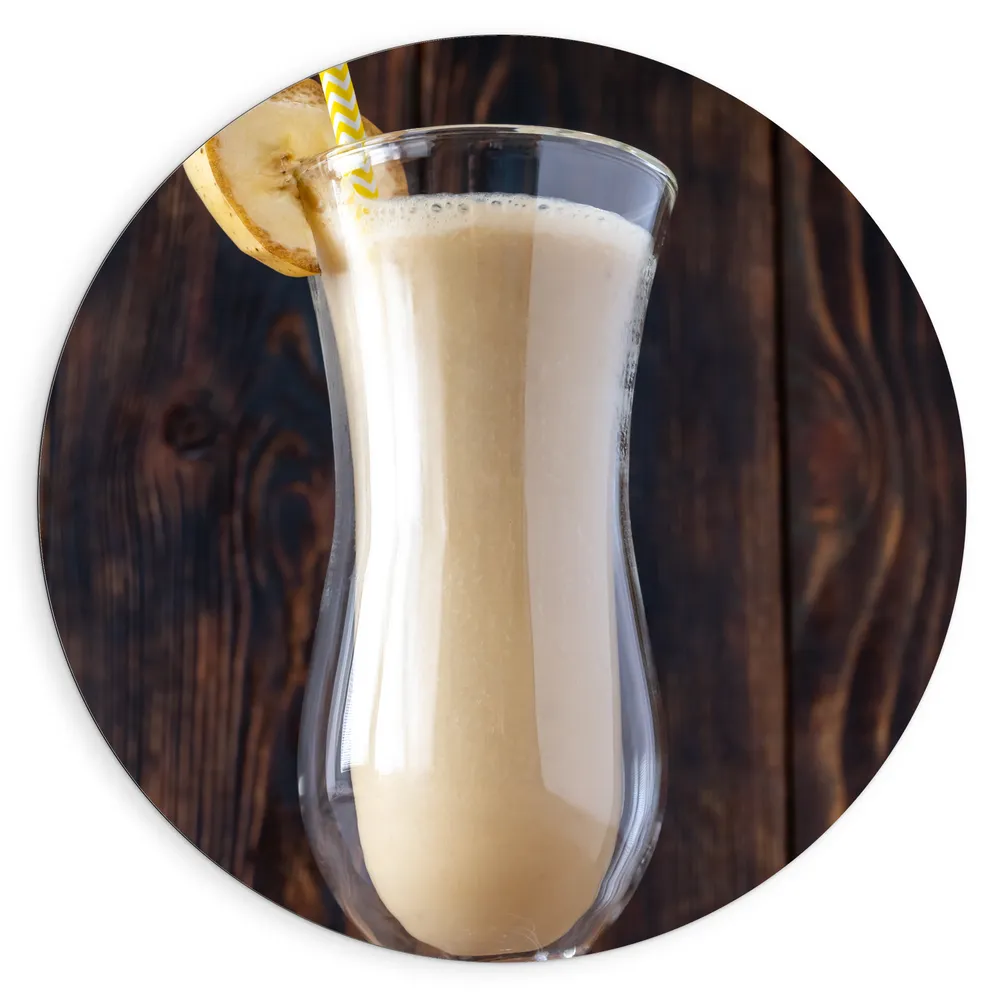 Dibond Muurcirkel - Bananen Cocktail in Glas