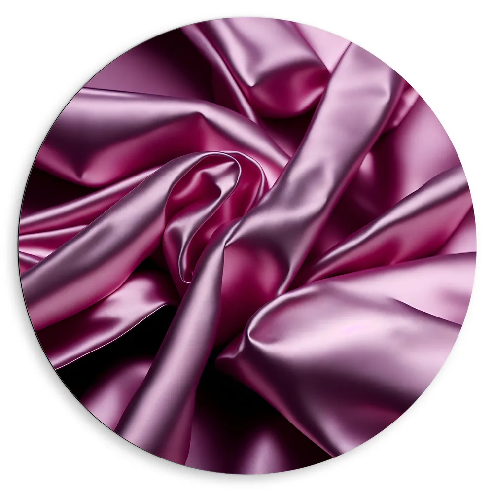 Dibond Muurcirkel - Stof - Satijn - Roze