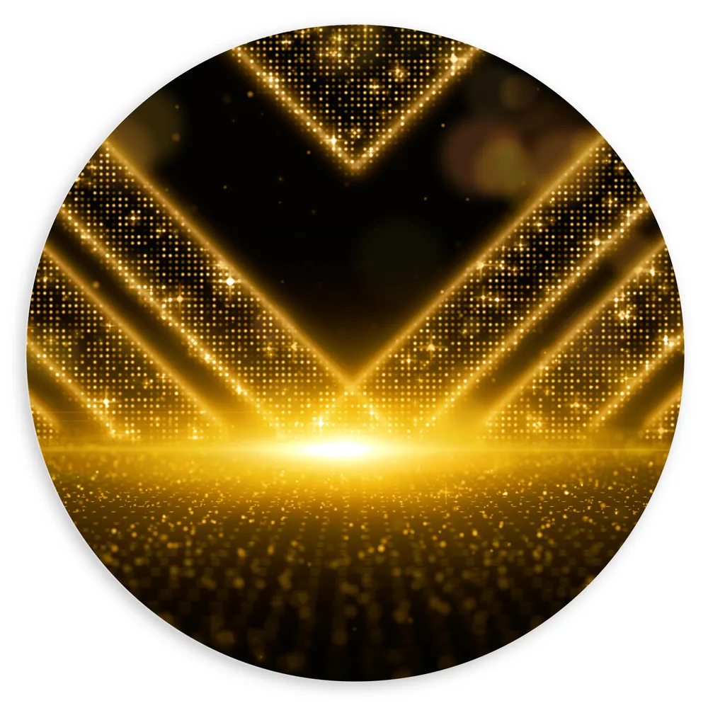 Dibond Muurcirkel - Patroon met Gouden Details