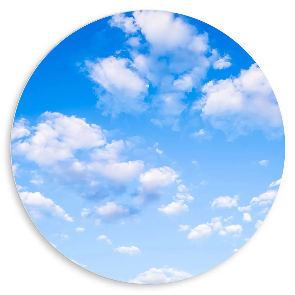 Dibond Muurcirkel - Schapenwolken in Blauwgekleurde Lucht