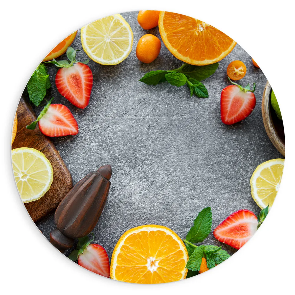 Dibond Muurcirkel - Cirkel van Verschillende Fruitsoortenv