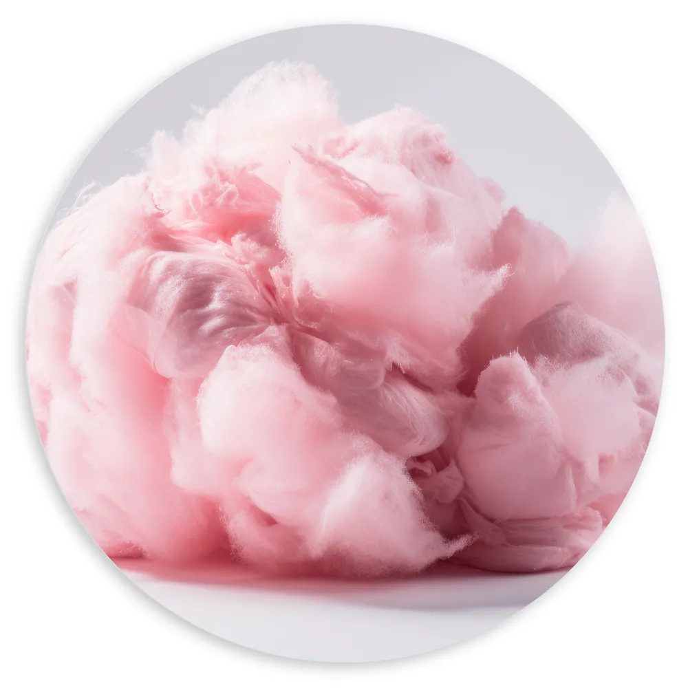 Dibond Muurcirkel - Wolk van Zoete Roze Suikerspin