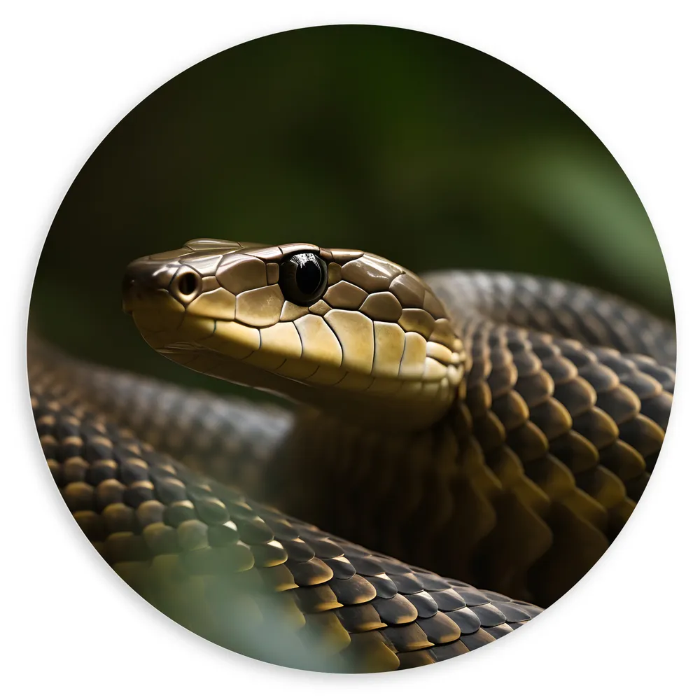 Dibond Muurcirkel - Zwarte mamba slang in de natuur