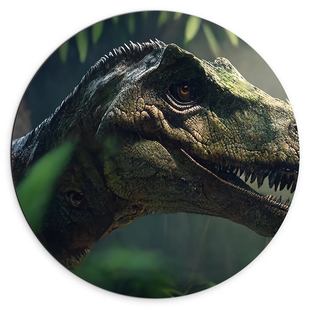 Dibond Muurcirkel - Dinosaurus - Bos - Groen